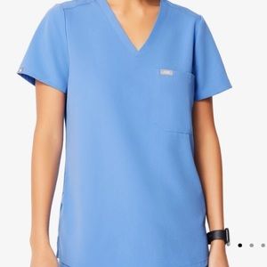 Figs Catarina Scrub Top in Ceil Blue, Small